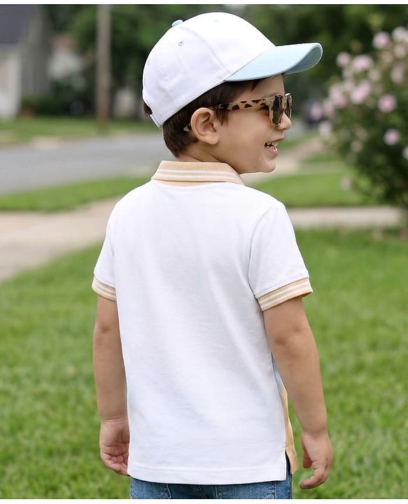 Babyhug Cotton Knit Polo T-Shirt with Badge Detailing Multi Color 6-9 Months