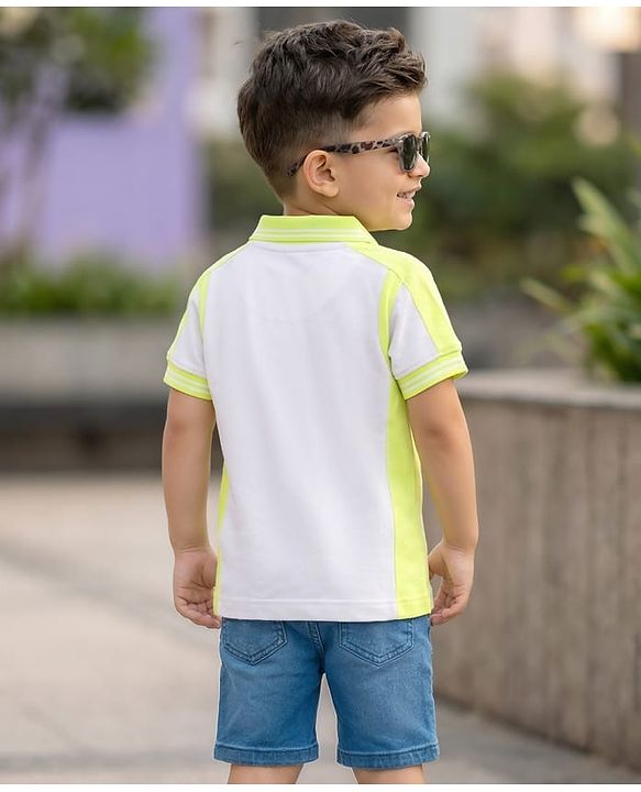 Babyhug Cotton Knit Half Sleeves Polo T-Shirt with HD Print - Multicolor