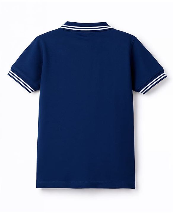 Babyhug Cotton Knit Polo T-Shirt With Text Print - Multicolor