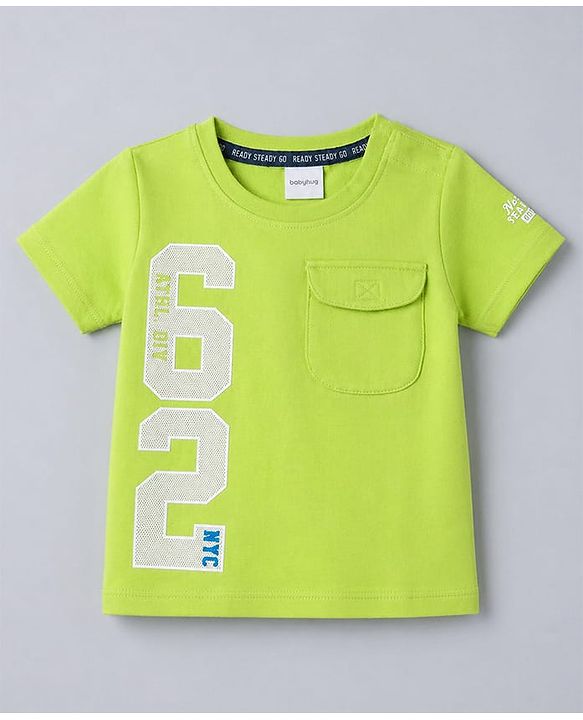 Babyhug Cotton Knit T-Shirt Half Sleeves Terry Tee with HD Printed Graphics Multi Color 6-9 Months