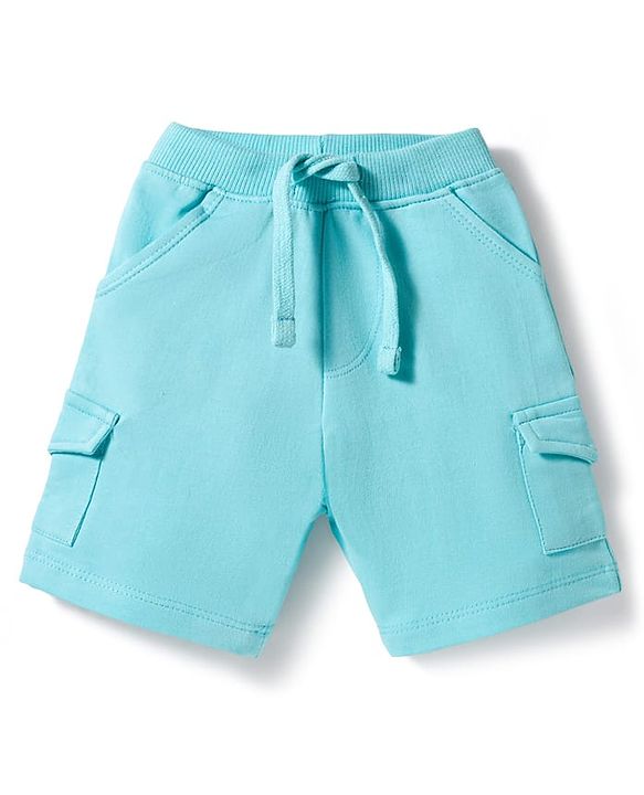 Babyhug Single Jersey Knit Half Raglan Sleeves T-Shirt & Shorts Set with Play Time Print - Aqua Blue