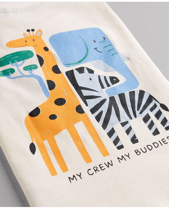Babyhug Single Jersey Knit Half Sleeves T-Shirt & Shorts Set With Front & Back Animal Print - Multicolor