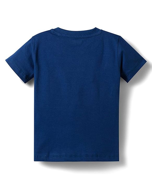 Babyhug Slub Jersey Knit Half Sleeves Animal Printed T-Shirt & Shorts Set - Navy Blue
