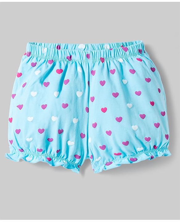 Pine Kids Cotton Lycra Knit Hearts Printed Bloomers Pack Of 3 ( Colour May Vary )