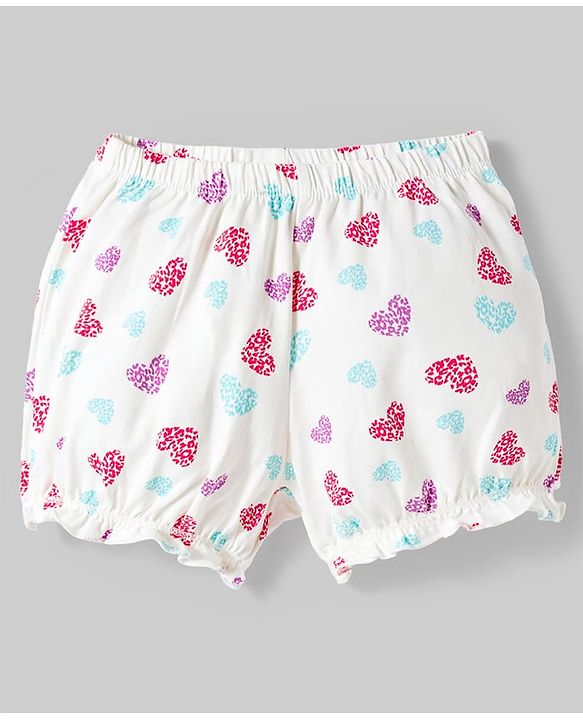Pine Kids Cotton Lycra Knit Hearts Printed Bloomers Pack Of 3 ( Colour May Vary )