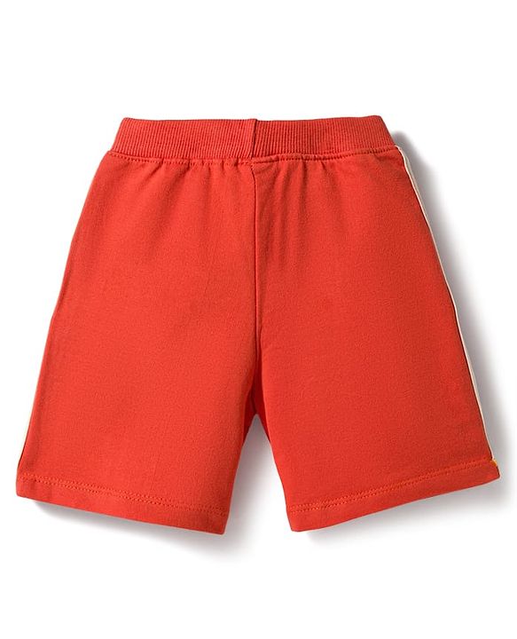 Babyhug Single Jersey Knit Half Sleeves T-Shirt & Shorts Set with Animal Print - Rust Orange
