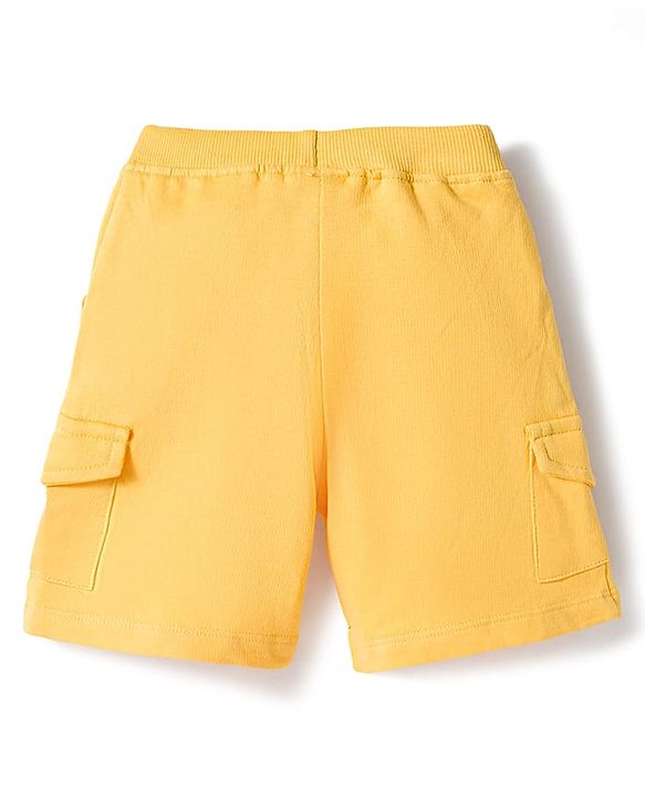 Kookie Kids Single Jersey Knit Sleeveless Striped T-Shirt & Shorts Set - Yellow & Navy Blue
