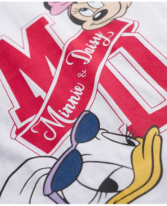 Pine Kids Disney Single Jersey  Knit Half Sleeves T-Shirt With Minnie Mouse & Friends Graphics - White