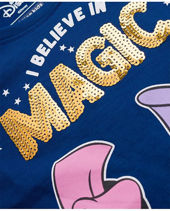 Pine Kids Disney Cotton Knit Half Sleeves T-Shirt With Minnie Mouse & Friends Graphic - Navy Blue