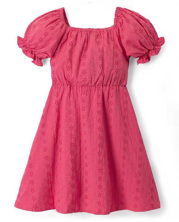 Pine Kids Schiffili Woven Sleeveless Solid Colour Dress - Fuchsia