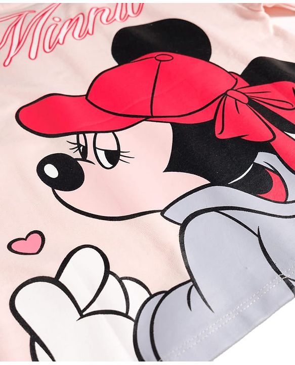 Pine Kids Disney Cotton Knit T-Shirt Half Sleeves  Front & Back Minnie Mouse & Friends Print Pink 4-5 Years