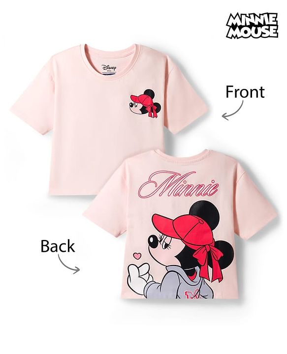 Pine Kids Disney Cotton Knit T-Shirt Half Sleeves  Front & Back Minnie Mouse & Friends Print Pink 4-5 Years