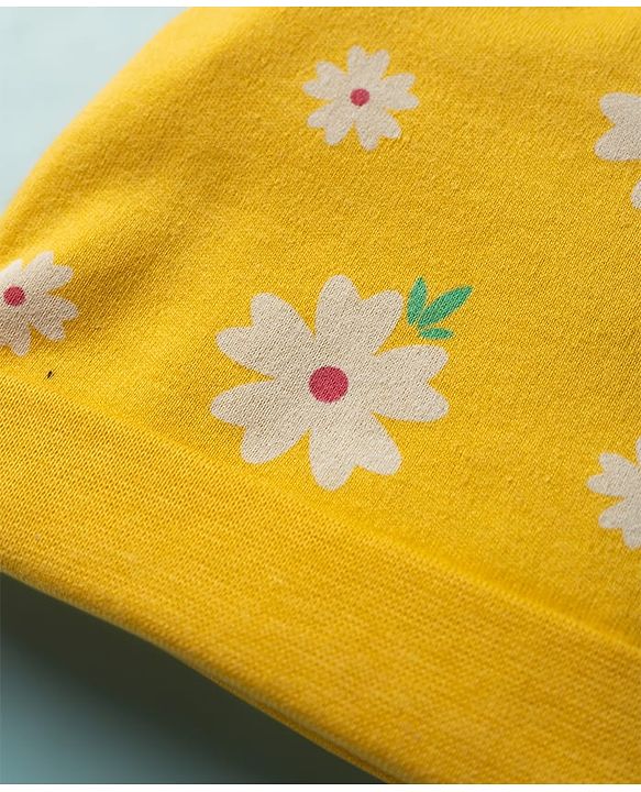 Babyhug 100% Cotton Knit Caps with Floral & Polka Dot Print Pack of 2 Multicolor - Diameter 21 cm