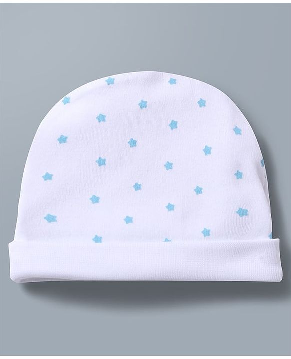 Babyhug 100% Cotton Knit Star & Vehicles Printed Caps Pack Of 2 - Diameter 9 cm