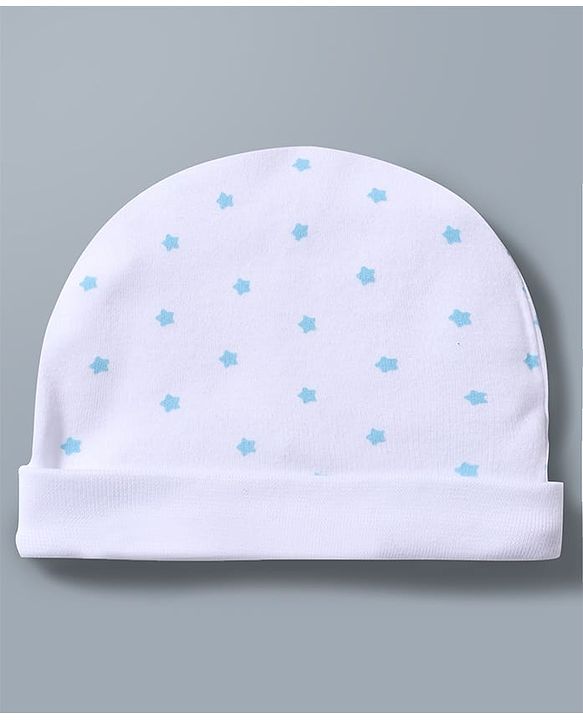 Babyhug 100% Cotton Knit Star & Vehicles Printed Caps Pack Of 2 - Diameter 9 cm
