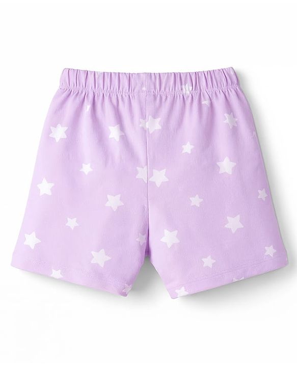 Babyhug Cotton Knit Half  Sleeves T-Shirt & Shorts Night Suit With Unicorn & Star Print - Pink