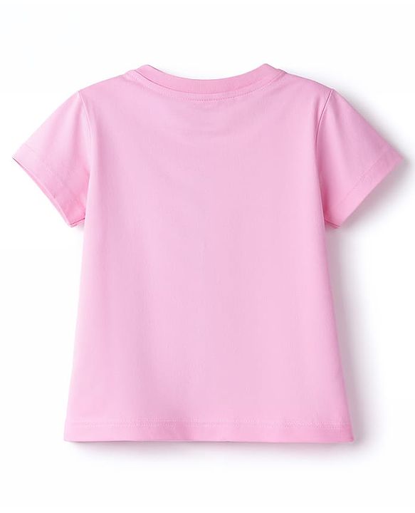 Babyhug Cotton Knit Half  Sleeves T-Shirt & Shorts Night-Suit With Bunny & Heart Print - Pink & Blue