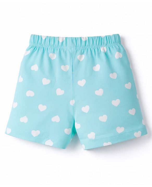Babyhug Cotton Knit Half  Sleeves T-Shirt & Shorts Night-Suit With Bunny & Heart Print - Pink & Blue