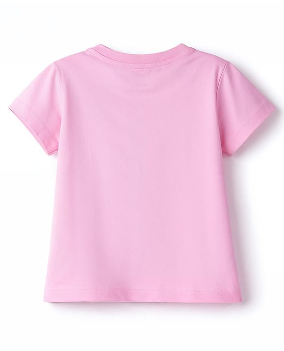 Babyhug Cotton Knit Half  Sleeves T-Shirt & Shorts Night-Suit With Bunny & Heart Print - Pink & Blue