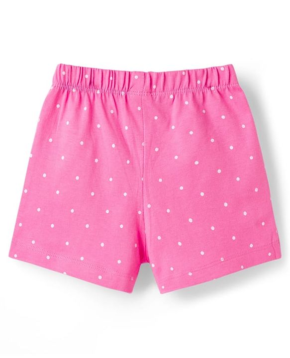 Babyhug Cotton Knit Half  Sleeves T-Shirts & Short Night Suit with Duck Print - Pink