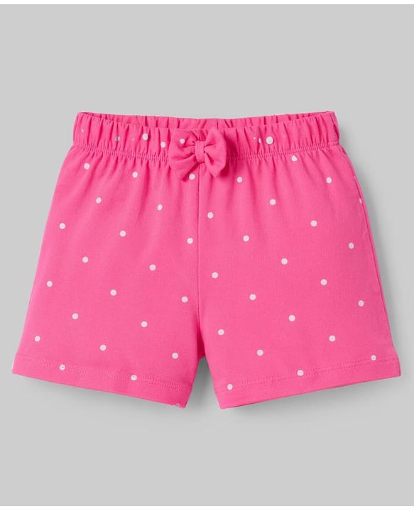 Babyhug Cotton Knit Half  Sleeves T-Shirt & Short  Night-Suit With Kitten & Polka Dots Print - Pink