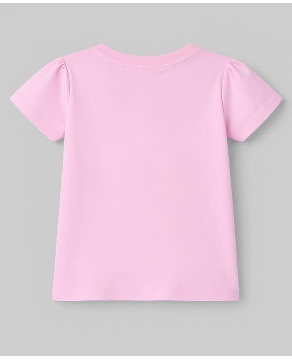 Babyhug Cotton Knit Half  Sleeves T-Shirt & Short  Night-Suit With Kitten & Polka Dots Print - Pink