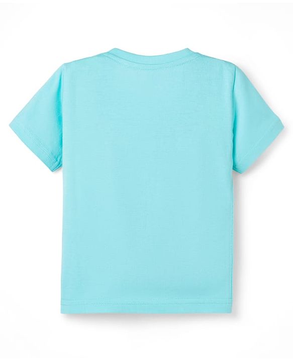 Babyhug Cotton Knit Half  Sleeves T-Shirt & Short Night Suit with Tiger Print - Light Blue