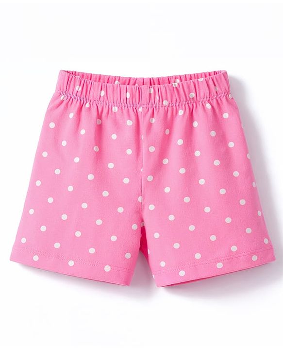 Babyhug Cotton Knit Half  Sleeves T-Shirt & Shorts Night-Suit With Cupcake & Polka Dots Print - Navy Blue & Pink