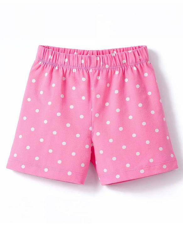 Babyhug Cotton Knit Half  Sleeves T-Shirt & Shorts Night-Suit With Cupcake & Polka Dots Print - Navy Blue & Pink