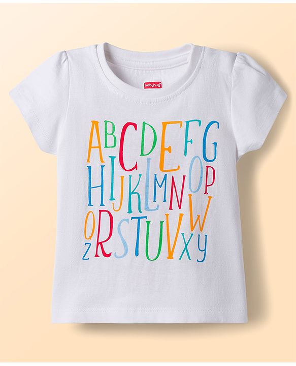 Babyhug Cotton Knit Half  Sleeves T-Shirt & Shorts Night-Suit With Heart & Alphabet Print - White