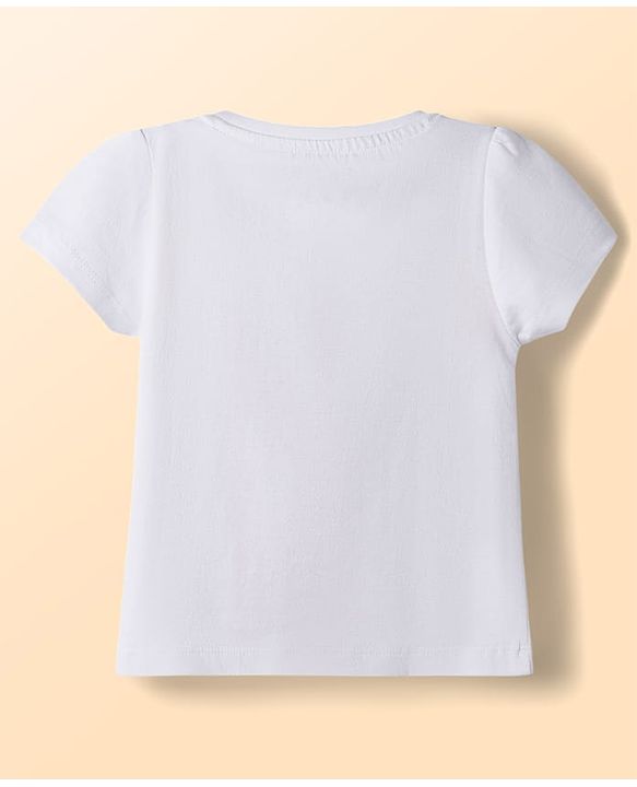 Babyhug Cotton Knit Half  Sleeves T-Shirt & Shorts Night-Suit With Heart & Alphabet Print - White