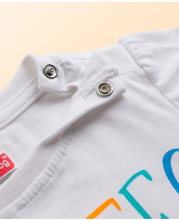 Babyhug Cotton Knit Half  Sleeves T-Shirt & Shorts Night-Suit With Heart & Alphabet Print - White