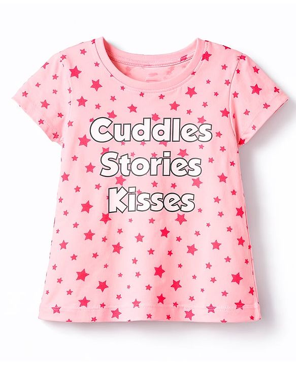 Babyhug Cotton Knit Half  Sleeves T-Shirt & Shorts Night-Suit With Star Print - Pink