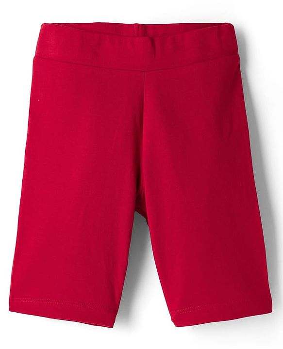 Pine Kids Cotton Knit Drop Shoulder Half Sleeves Top & Shorts Set with Chill Out Print - Red