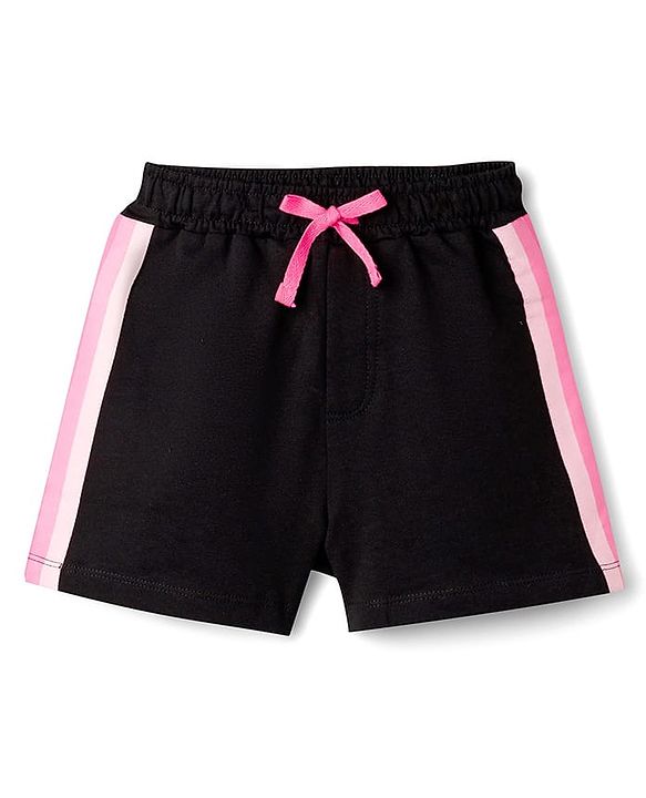 Pine Kids Cotton Knit Half Sleeves Top & Shorts Set With Super Girl Print - Black