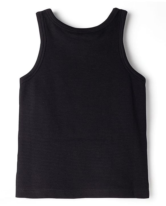 Pine Kids Cotton Knit Sleeveless Tank Top & Shorts Set with Flora Embroidery - Black