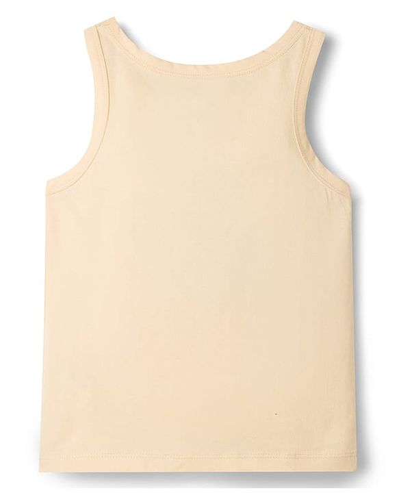 Pine Kids Cotton Knit Sleeveless Top & Shorts Set With Heart Print - Off White