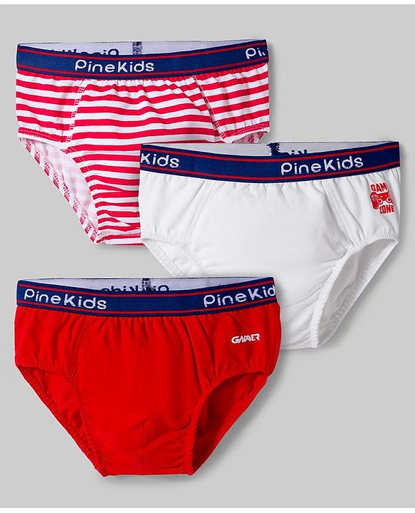 Pine Kids Cotton Elastane Knit Printed Briefs Pack of 3 - Multicolor