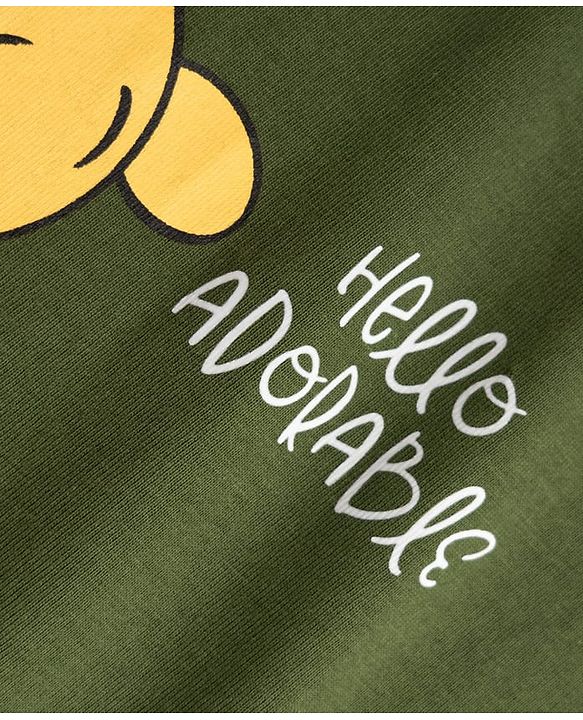 Babyhug Disney Cotton Knit T-Shirt Half Sleeve Round Neck with Winnie the Pooh Graphics Green 6-9 Months