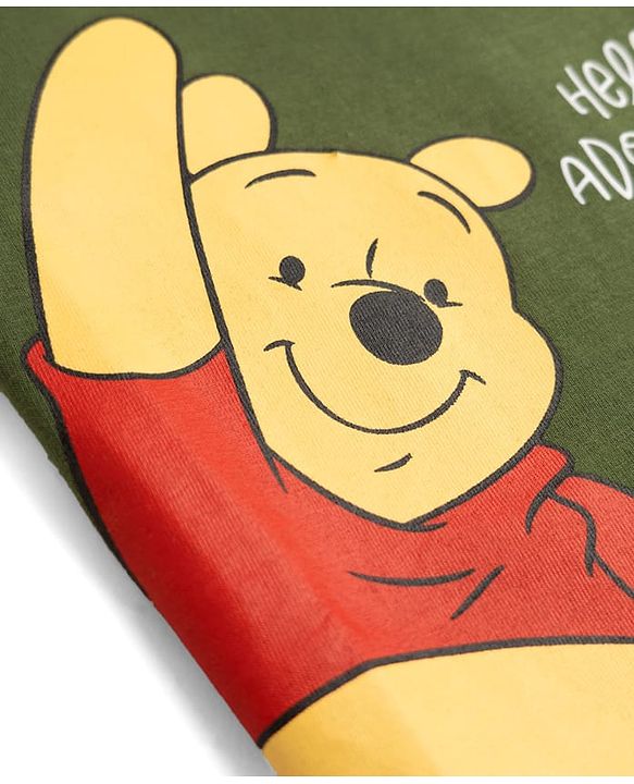 Babyhug Disney Cotton Knit T-Shirt Half Sleeve Round Neck with Winnie the Pooh Graphics Green 6-9 Months