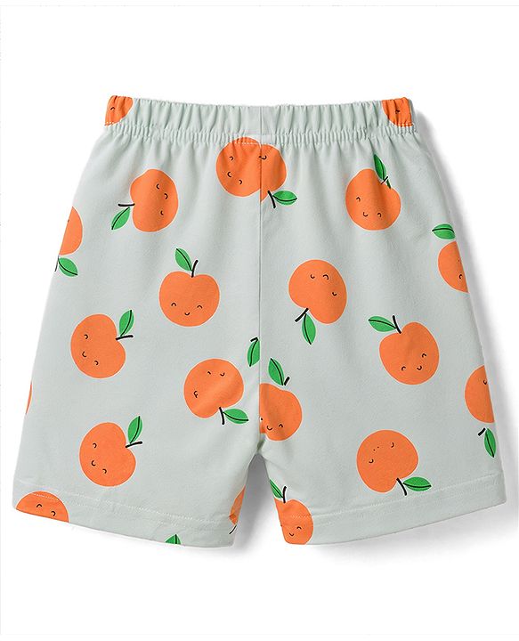 Babyhug Cotton Knit Half Sleeves Tropical Theme Printed Co-Ords Shirt & Shorts Night Suit Set - Light Blue