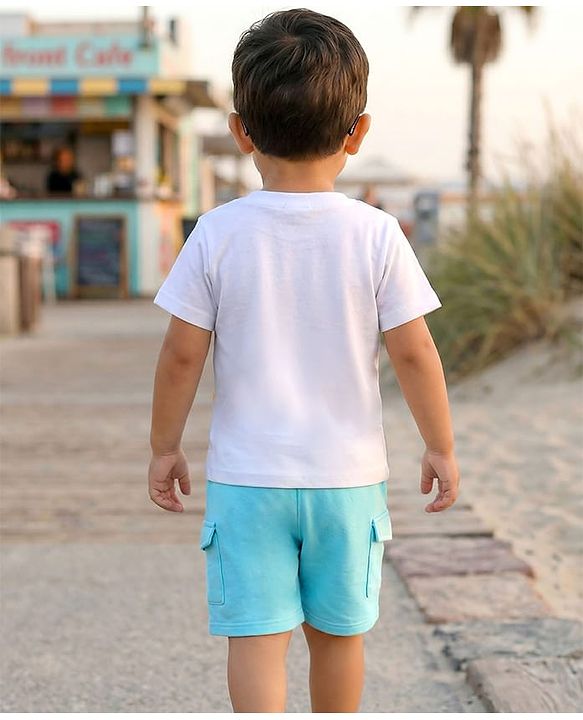 Babyhug Single Jersey Knit Half Sleeves Striped T-Shirt & Shorts Set - Multicolor