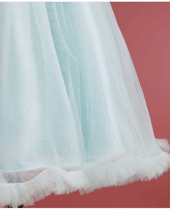 Babyhug Mesh Woven Sleeveless Party Dress With Sequin Detailing & Floral Corsage - Mint