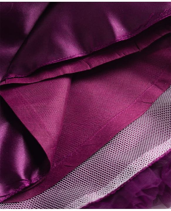 Babyhug Mesh Woven Sleeveless Party Dress With Sequin Detailing & Floral Corsage - Wine