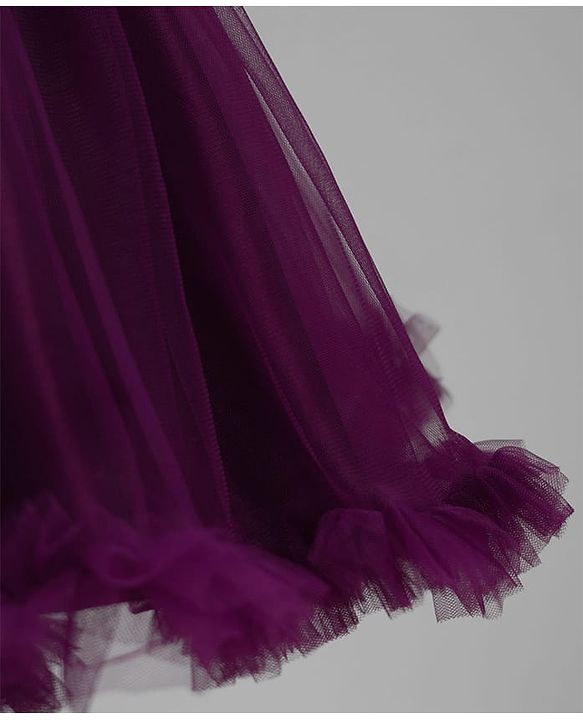 Babyhug Mesh Woven Sleeveless Party Dress With Sequin Detailing & Floral Corsage - Wine