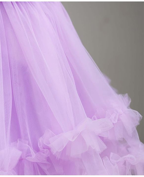 Babyhug Tussor Woven Frill Sleeves Party Frock With Corsage -Lavender