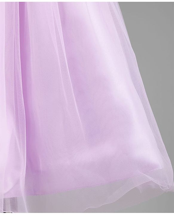Babyhug Mesh Woven Sleeveless Party Dress With Floral Corsage & Sequin Detailing - Lavender