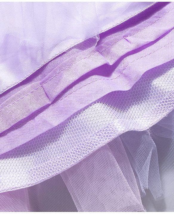 Babyhug Mesh Woven Sleeveless Party Dress With Floral Corsage - Lavender