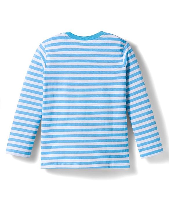 Babyhug Cotton Knit Full Sleeves Striped T-Shirts with Animal Print Pack of 3 - Blue White & Red