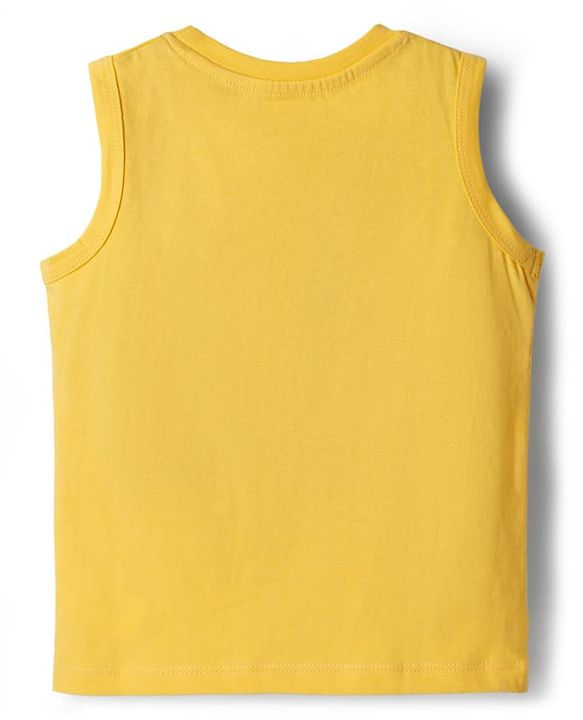 Babyhug Cotton Knit Sleeveless Tank T-Shirts with Tropical Theme Print & Stripes Pack of 3 - Multicolor